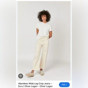 Oliver Logan Aberdeen Wide Leg Crop Ecru Jeans 29